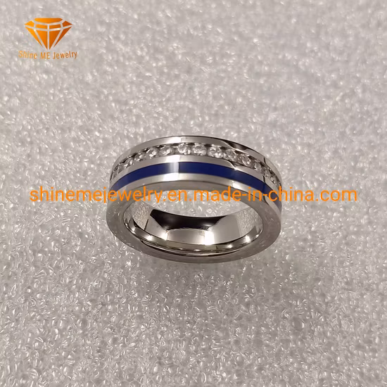 Shineme Jewelry Zirkon und Kleber Blau Beliebter Edelstahlring SSR1950