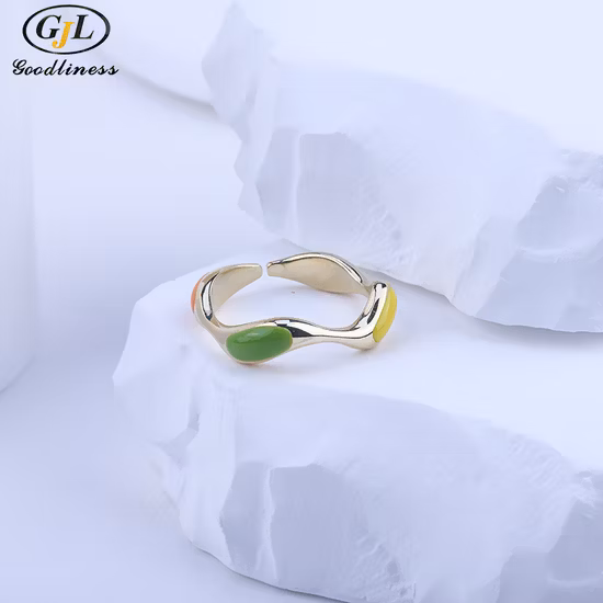 Verstellbarer Ring aus S925-Sterlingsilber mit unregelmäßigem Tropfkleber