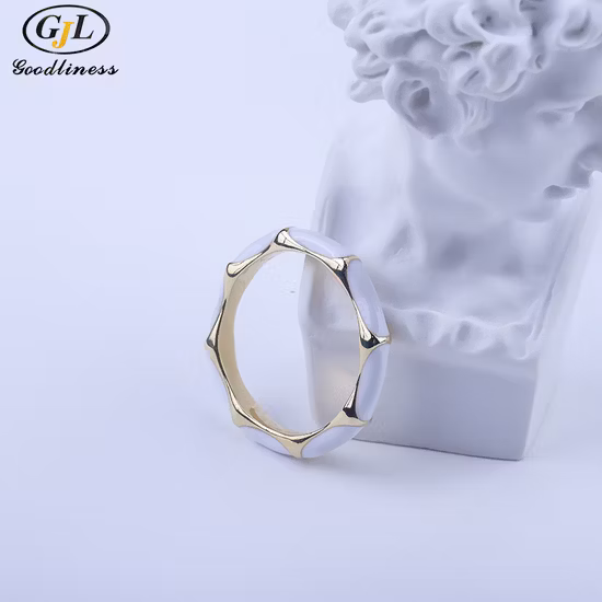 Neuer Stil S925 Sterling Silber Bambus Tropfen Kleber Emaille Ring