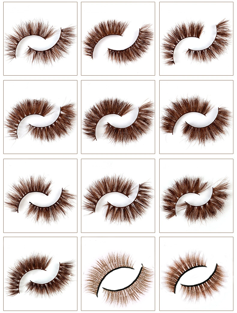 Brown False Eyelashes 3D Faux Mink Strip Lashes Makeup Tools